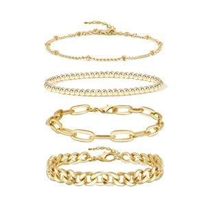 14K Gold Beaded Bracelets Set